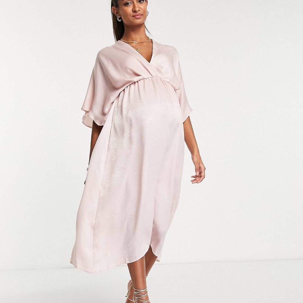 Pink Silk Midi Dress Queen Bee